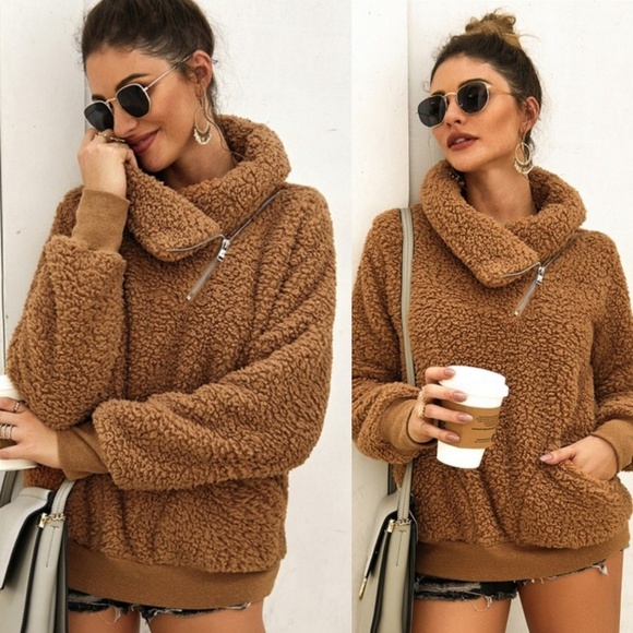 IN STOCK  Mocha Faux Fur Pullover - Picture 2 of 6